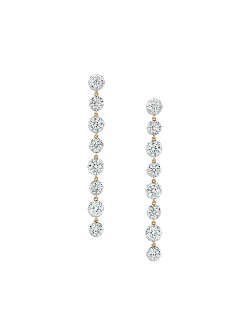 SHORT SYLVIE RIVIÈRE EARRINGS IN MOISSANITE, GOLD VERMEIL WITH WHITE RHODIUM BEZEL