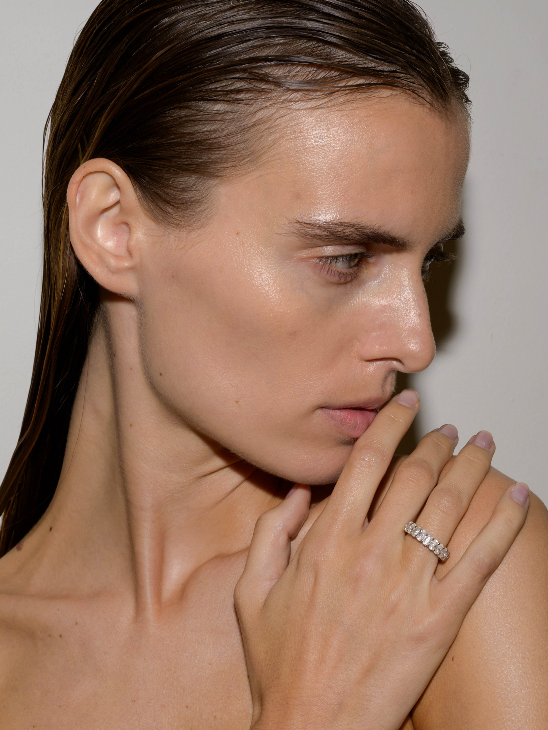 14K OVAL-CUT ETERNITY BAND IN LAB DIAMOND, 14K WHITE GOLD