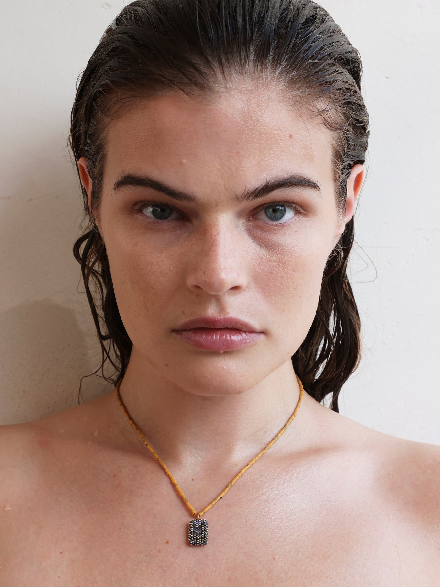 CORTE BEAD AND PAVÉ PENDANT NECKLACE IN AMBRE, 18K GOLD VERMEIL