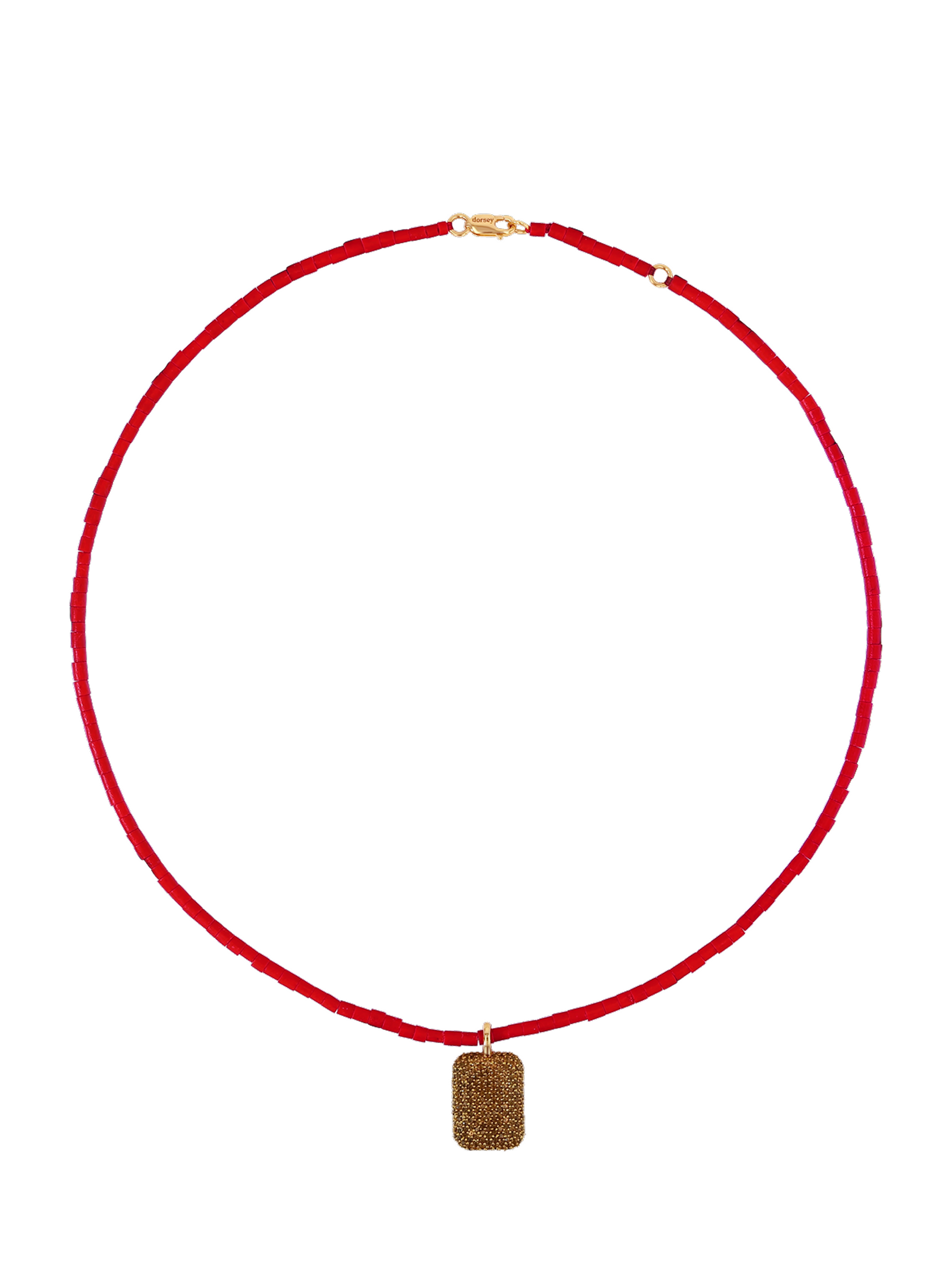 CORTE BEAD AND PAVÉ PENDANT NECKLACE IN CORAIL, 18K GOLD VERMEIL