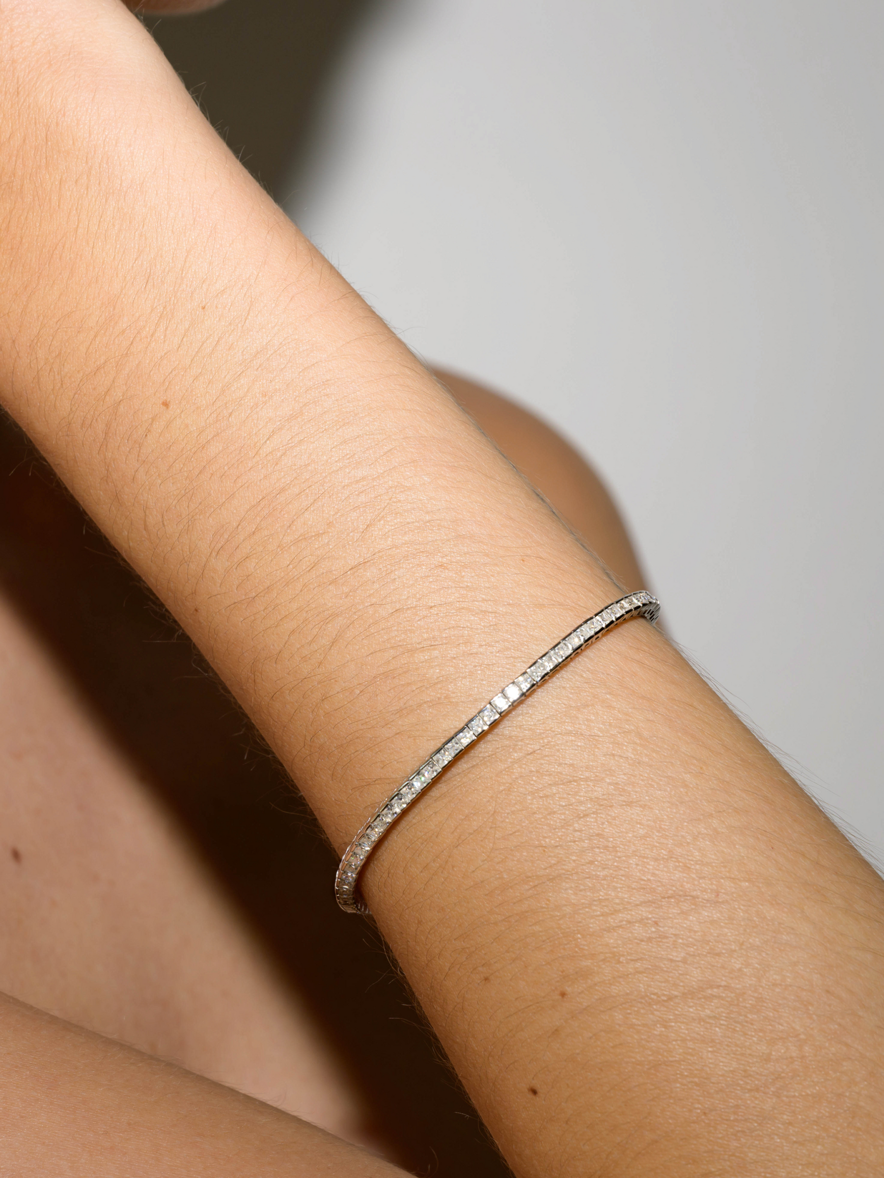 DORSEY PRINCESS-CUT RIVIÈRE BRACELET IN 2MM MOISSANITE, STERLING SILVER