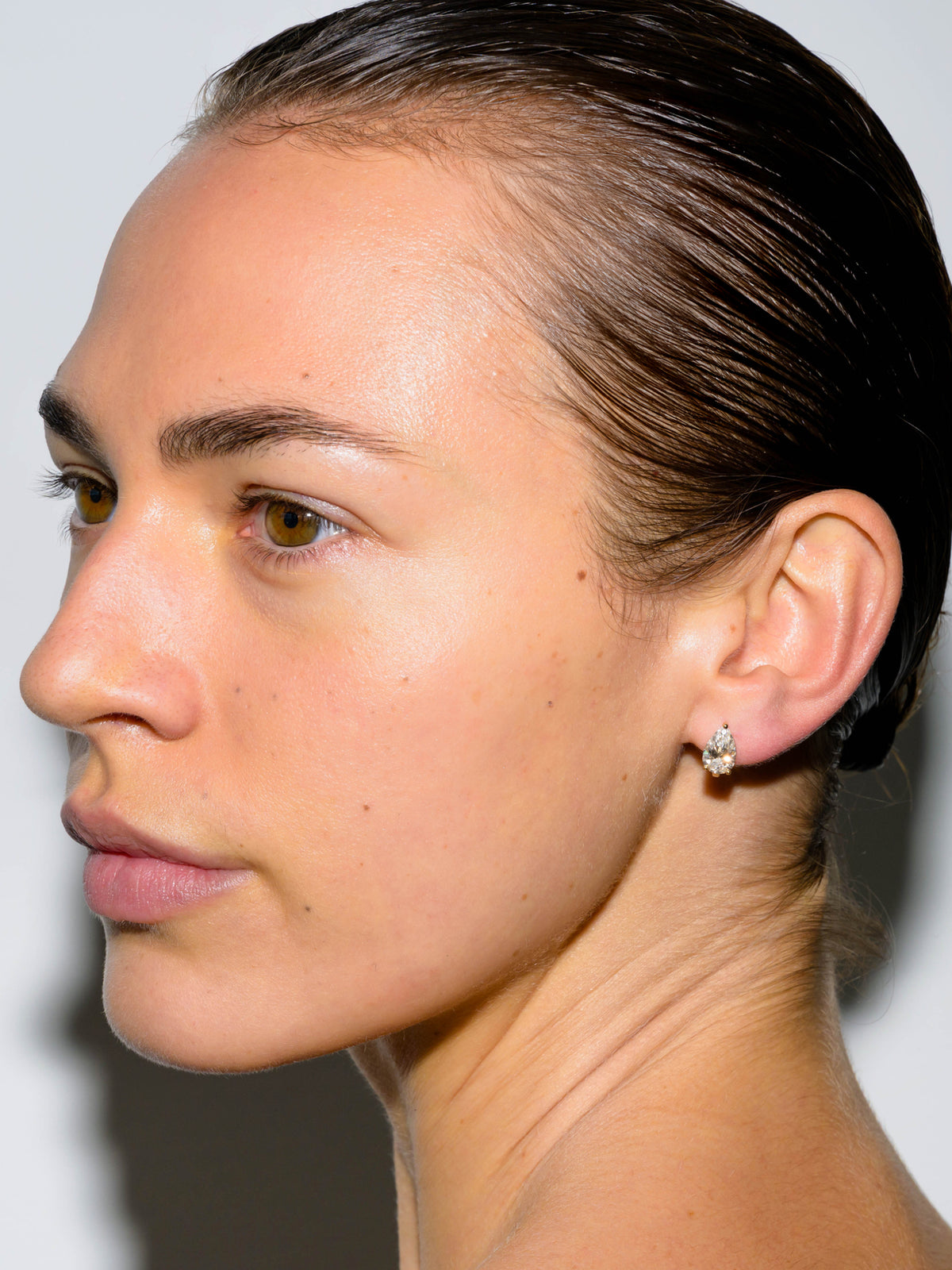 14K OVERSIZED PEAR-CUT HUGGIE IN LAB DIAMOND