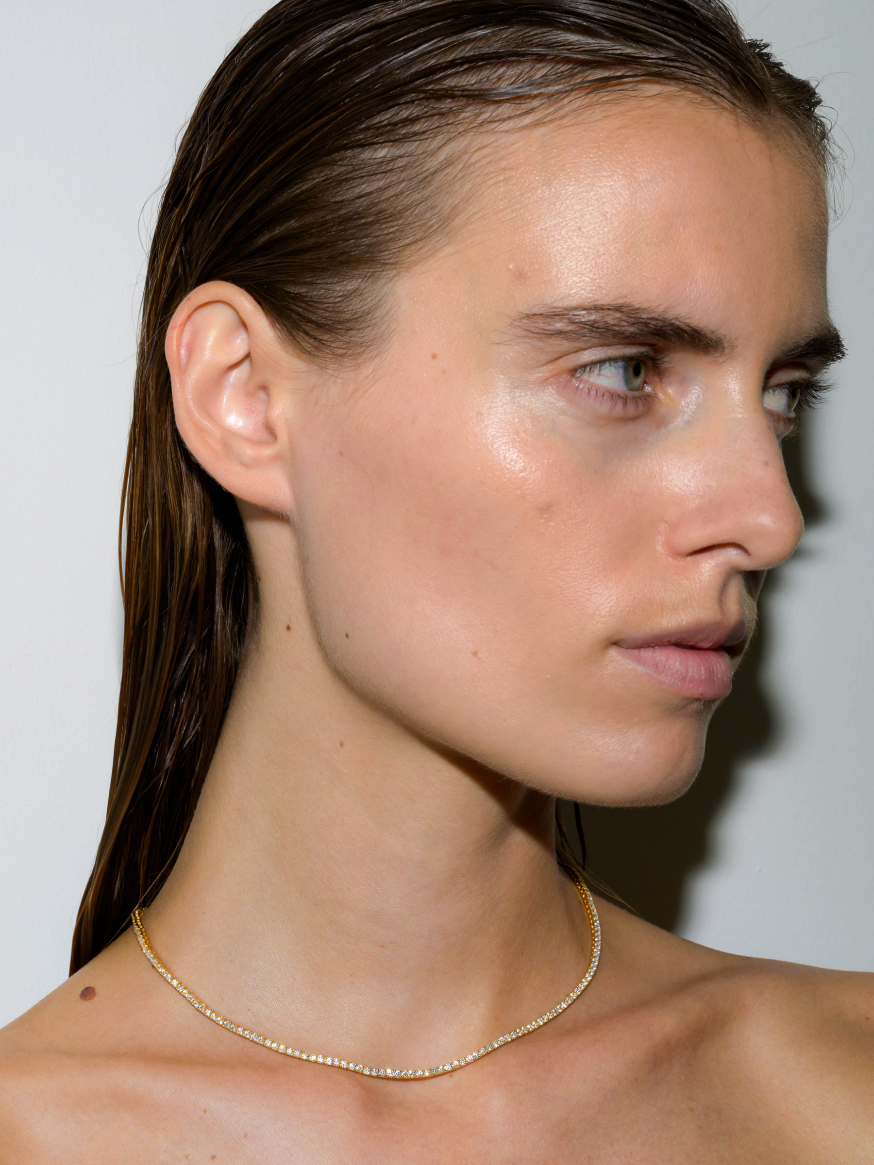 KATE RIVIÈRE NECKLACE IN 2MM MOISSANITE, 18K GOLD VERMEIL