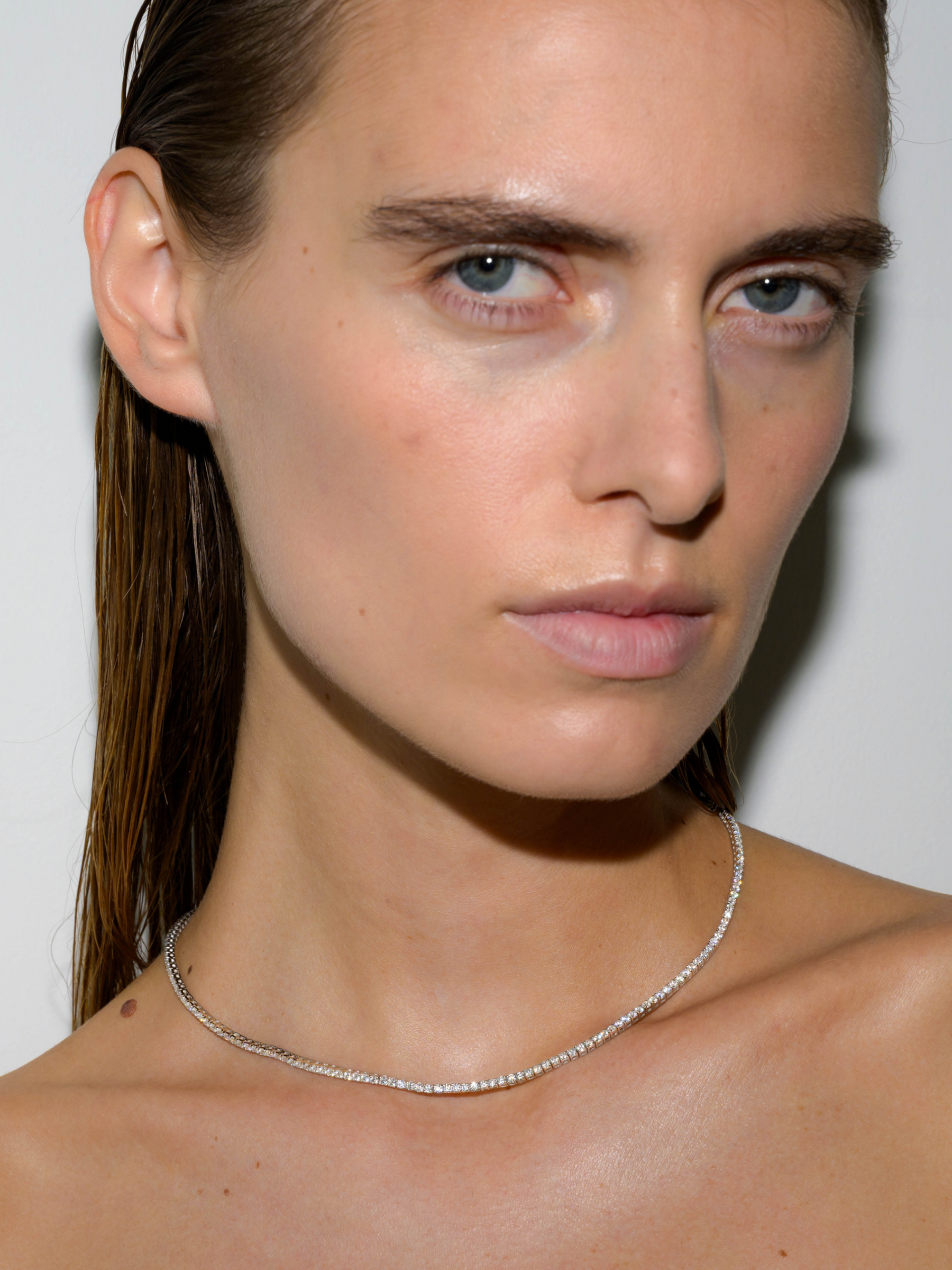 KATE RIVIÈRE NECKLACE IN 2MM MOISSANITE, STERLING SILVER