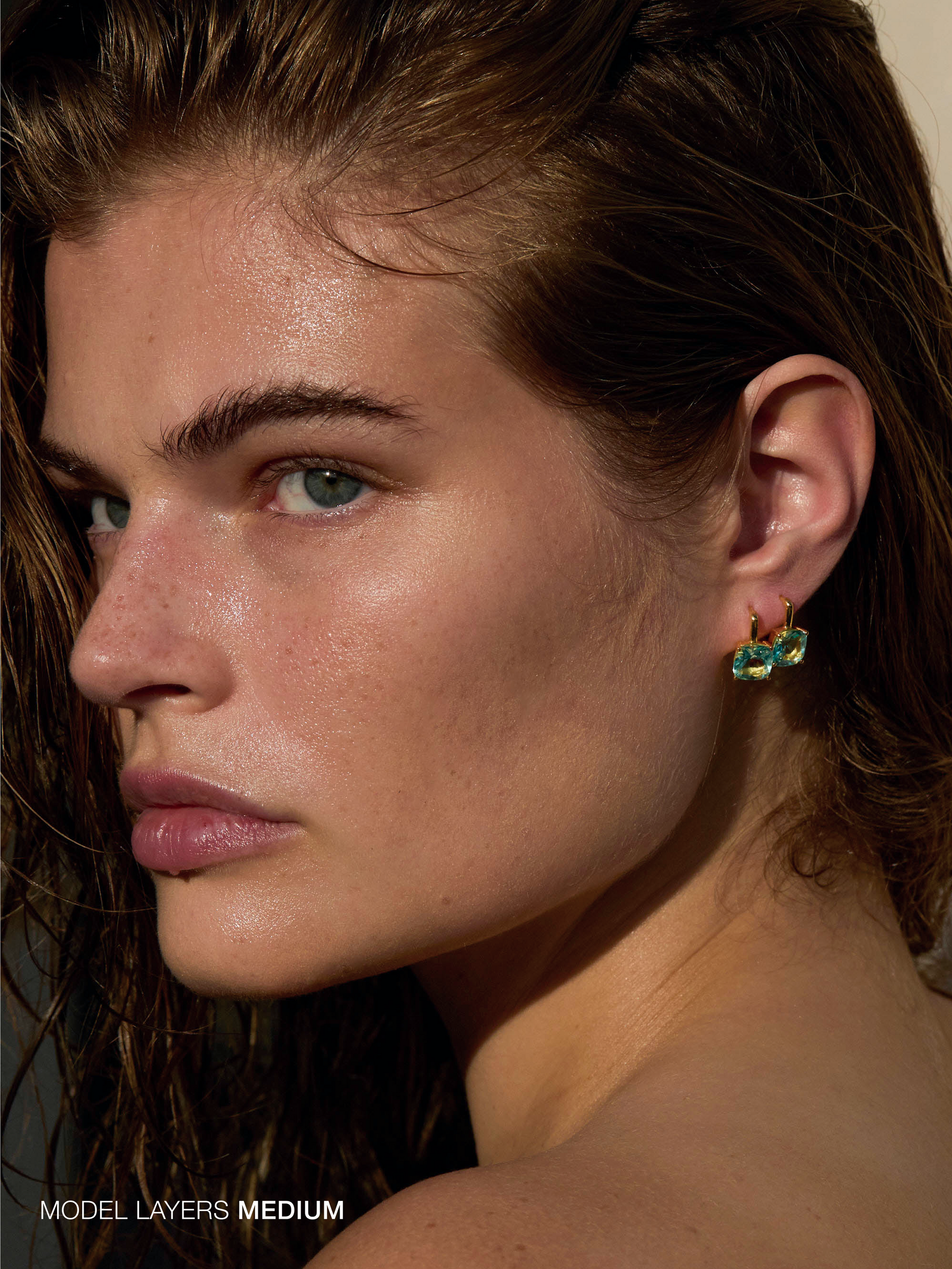 PORTER CUSHION-CUT EARRINGS IN NANO AZURE GREEN, STERLING SILVER