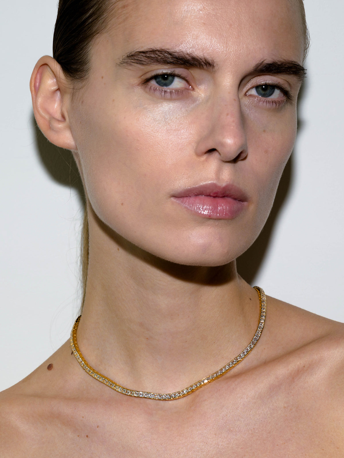 DORSEY PRINCESS-CUT RIVIÈRE NECKLACE IN LAB WHITE SAPPHIRE