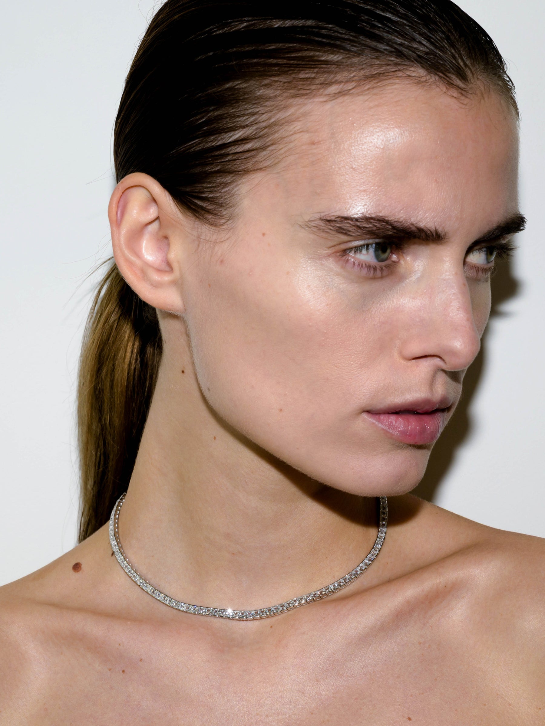 DORSEY PRINCESS-CUT RIVIÈRE NECKLACE IN LAB WHITE SAPPHIRE