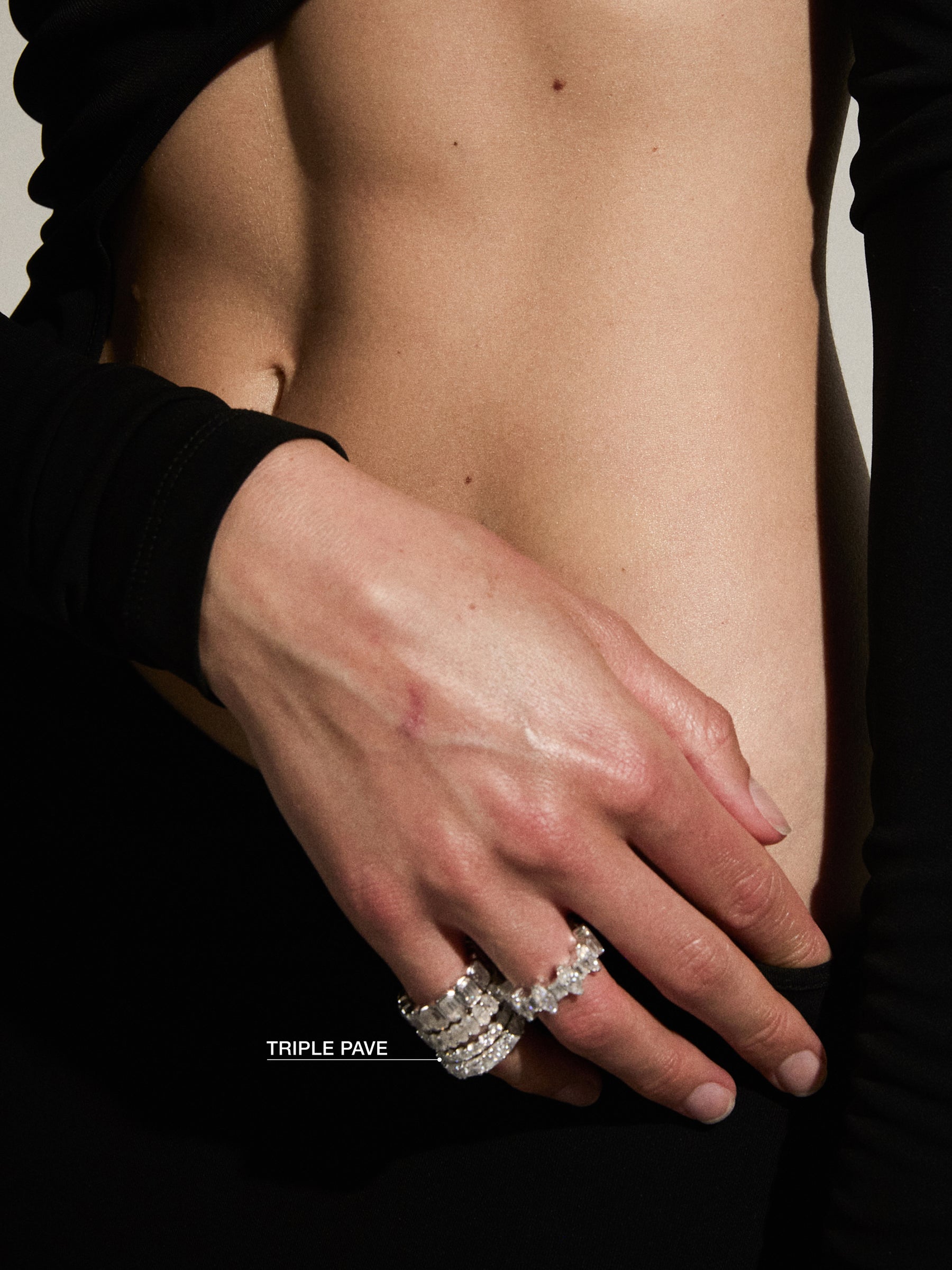 14K TRIPLE PAVE ETERNITY BAND IN LAB DIAMOND, 14K WHITE GOLD