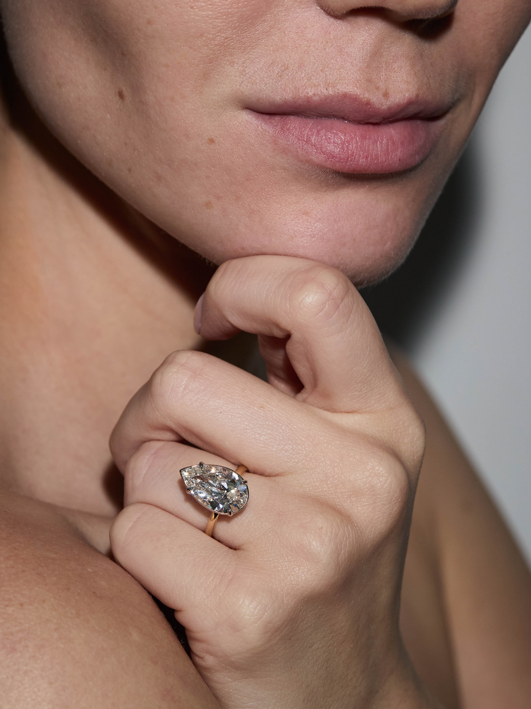 14K ELLIS PEAR-CUT SOLITAIRE RING IN LAB DIAMOND