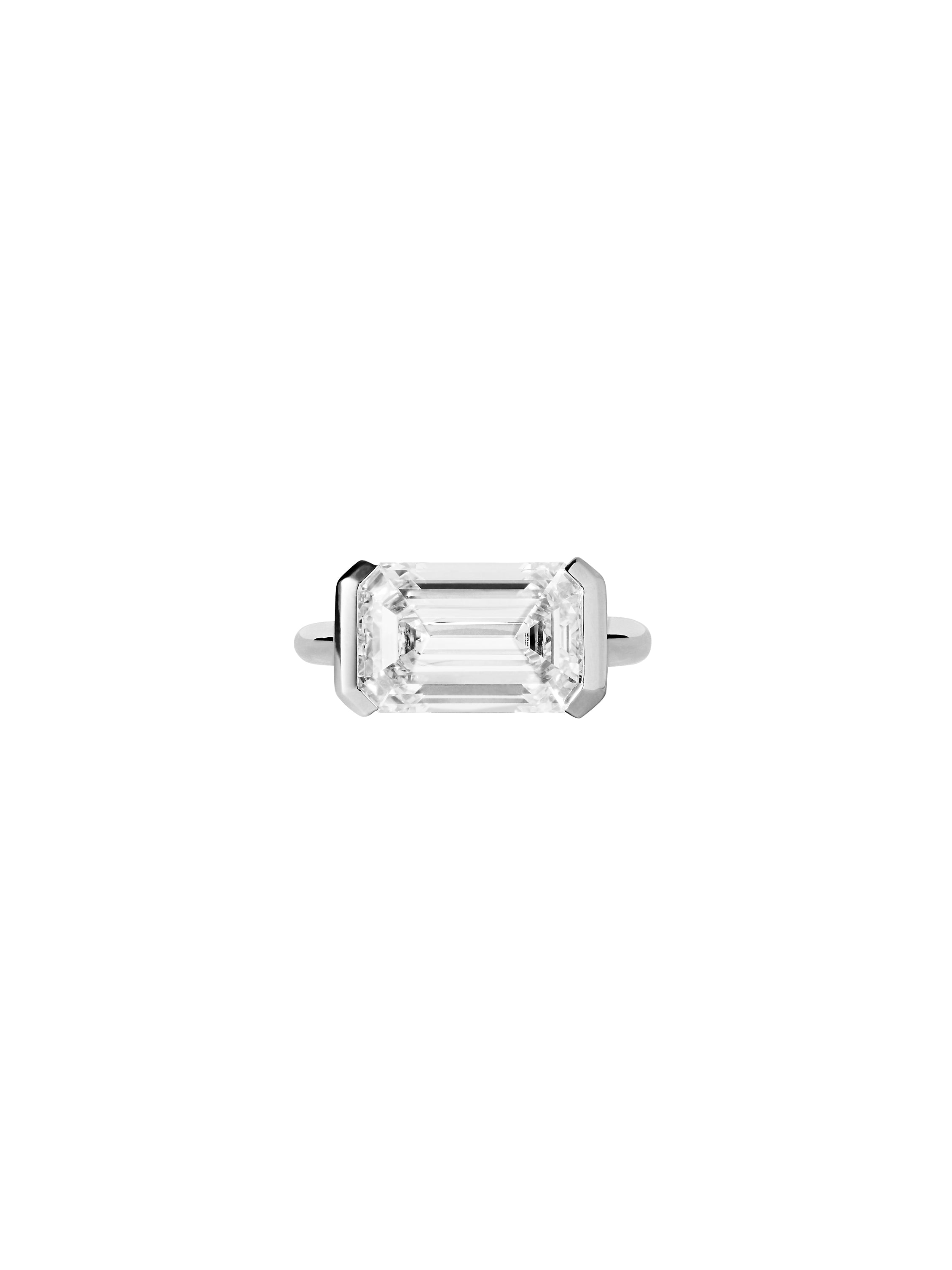 14K INÈS EMERALD-CUT RING IN LAB DIAMOND, 14K WHITE GOLD