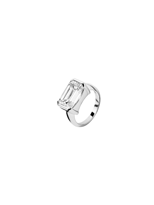 14K INÈS EMERALD-CUT RING IN LAB DIAMOND
