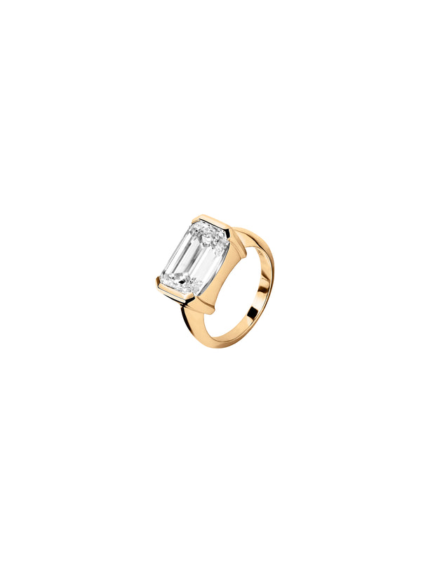 14K INÈS EMERALD-CUT RING IN LAB DIAMOND