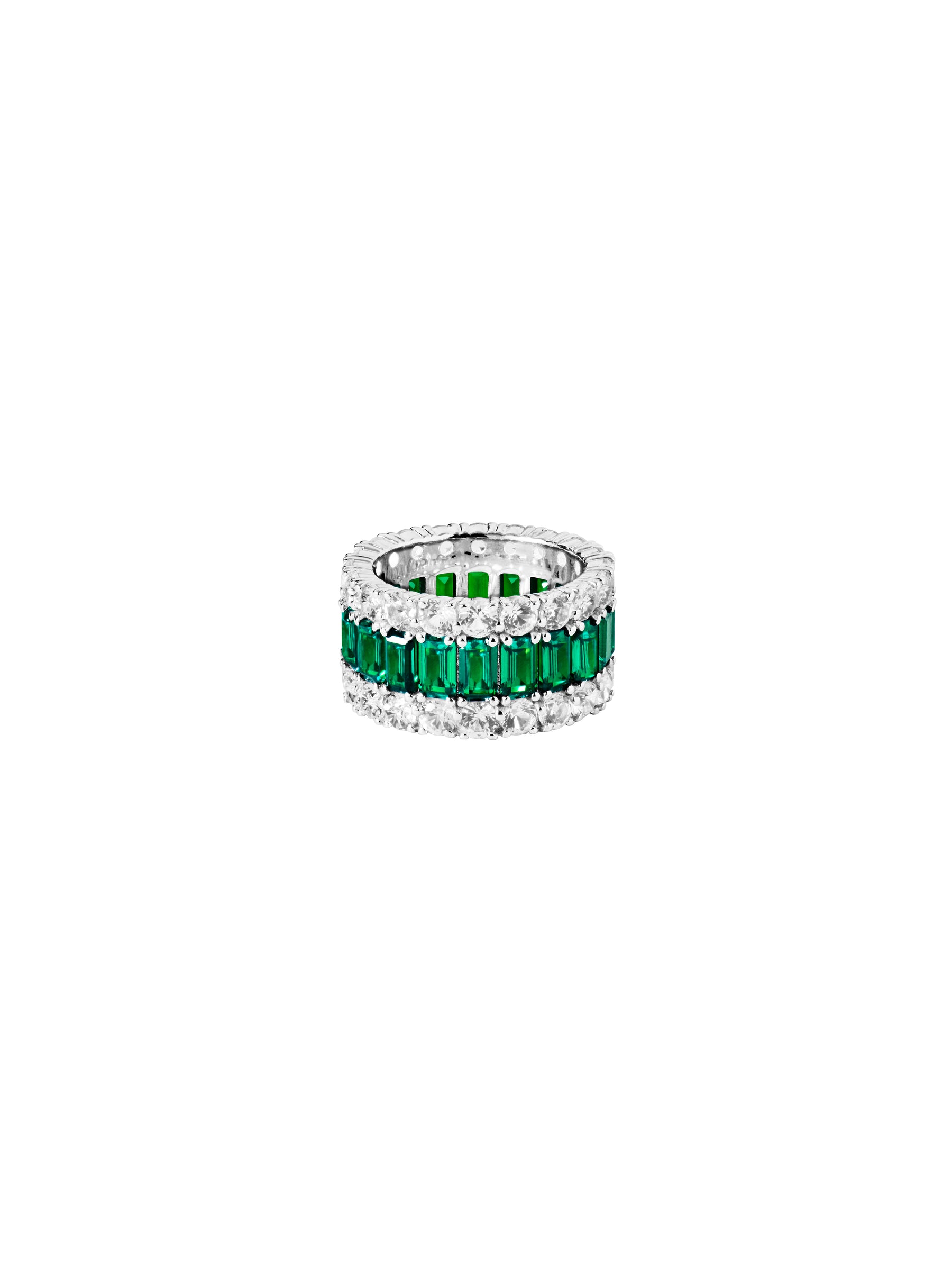 MAXIME THREE-ROW ETERNITY BAND IN NANO EMERALD AND MOISSANITE