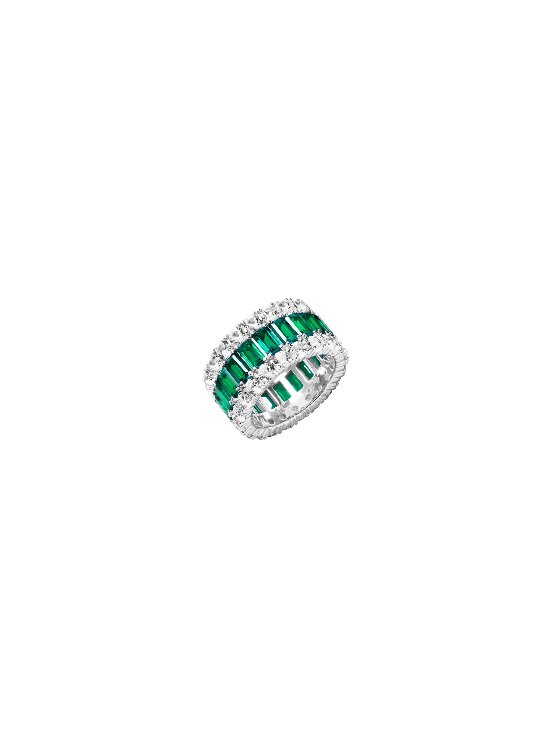 MAXIME THREE-ROW ETERNITY BAND IN NANO EMERALD AND MOISSANITE