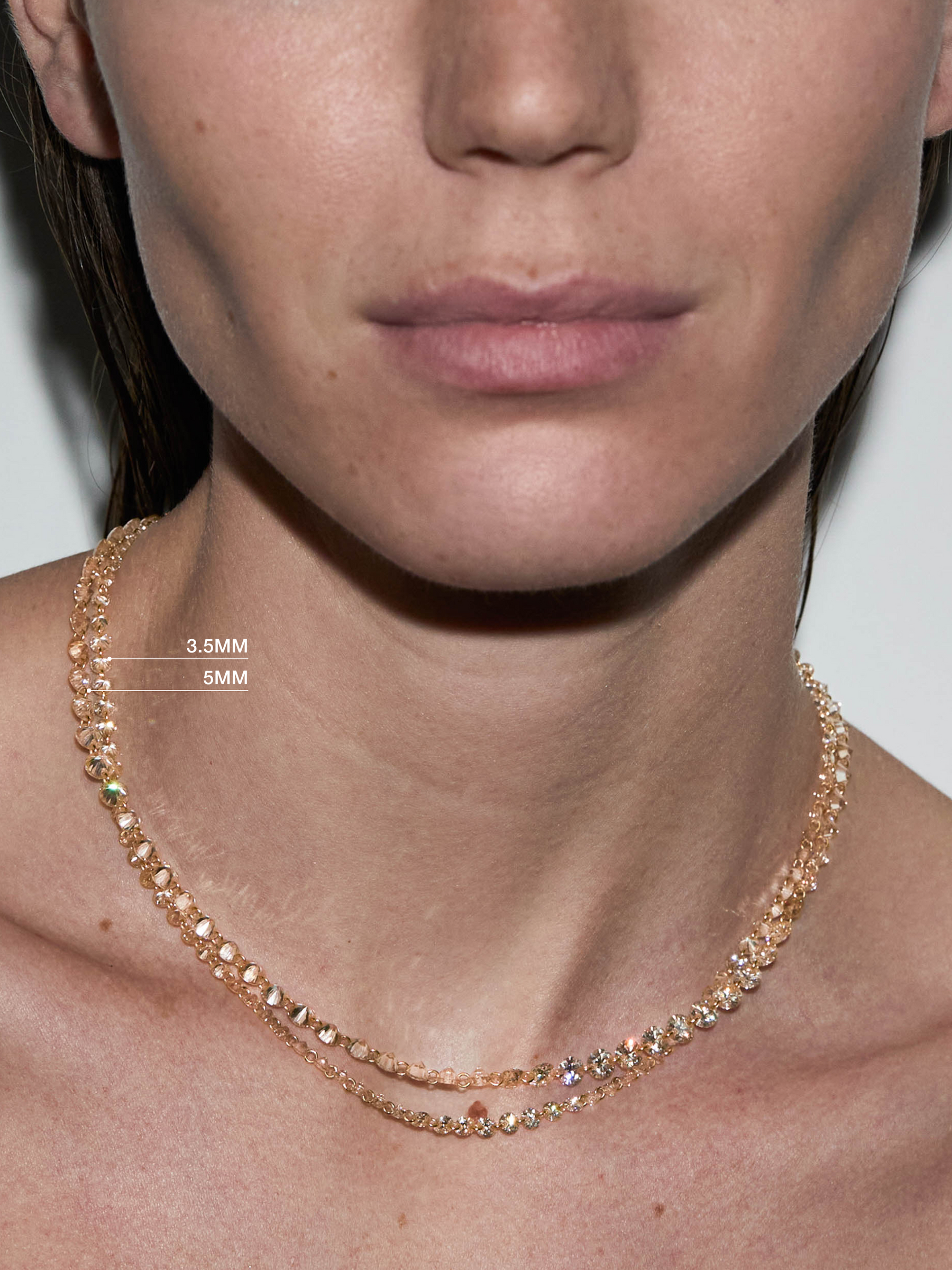 FLOATING ETERNITY NECKLACE IN 5MM HONEY MOISSANITE, 18K GOLD VERMEIL