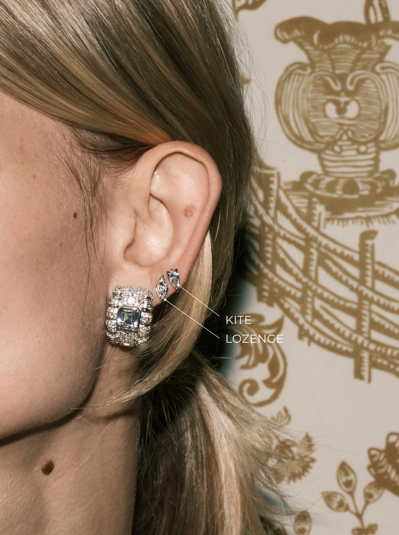 KITE LAB-GROWN WHITE SAPPHIRE STUD EARRING, GOLD