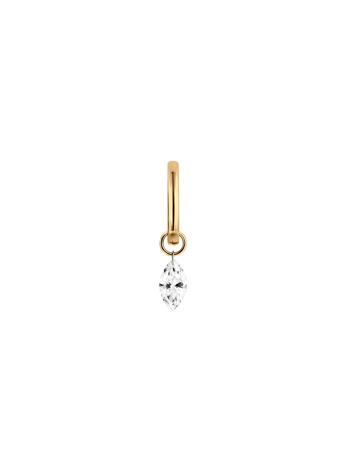 14K FLOATING MARQUISE HUGGIE EARRING IN LAB DIAMOND, 14K YELLOW GOLD