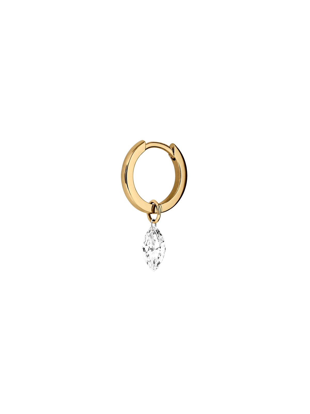 14K FLOATING MARQUISE HUGGIE EARRING IN LAB DIAMOND, 14K YELLOW GOLD