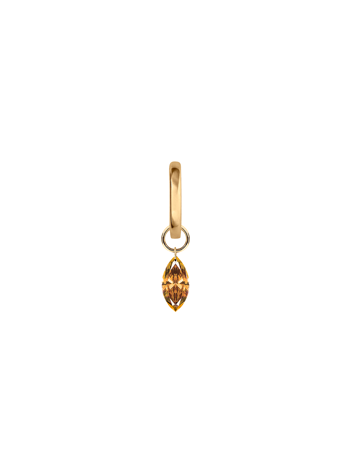 14K FLOATING MARQUISE HUGGIE EARRING IN AMBER LAB DIAMOND, 14K YELLOW GOLD