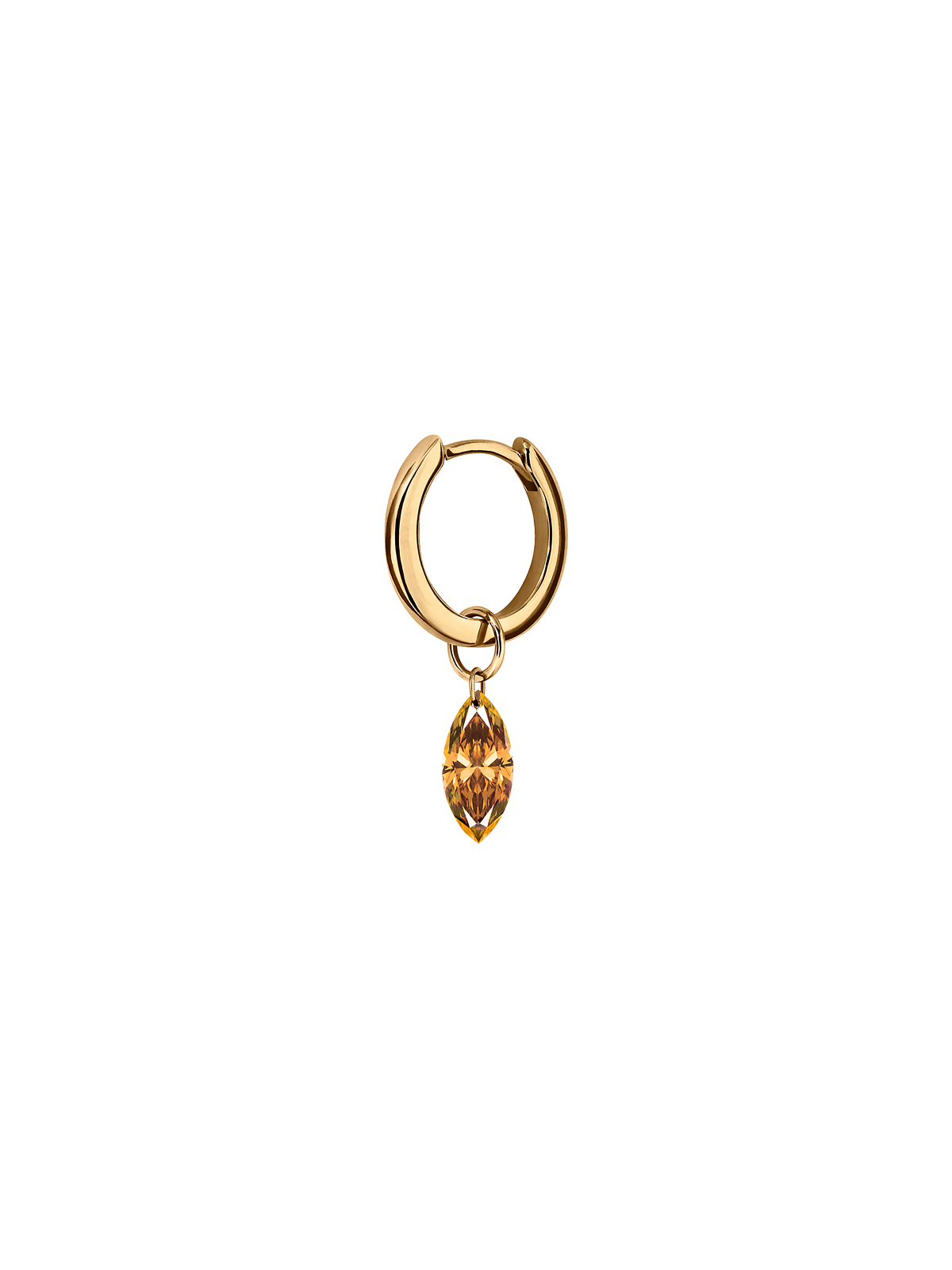 14K FLOATING MARQUISE HUGGIE EARRING IN AMBER LAB DIAMOND, 14K YELLOW GOLD