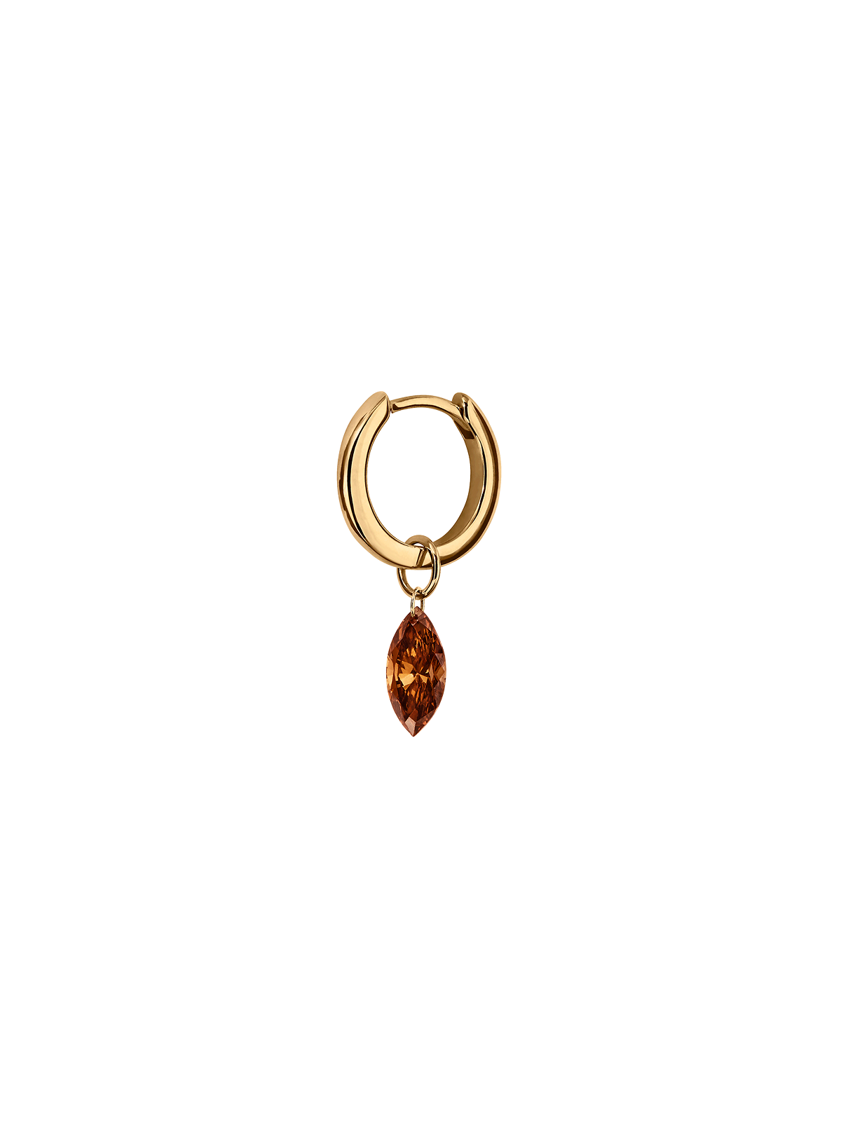 14K FLOATING MARQUISE HUGGIE EARRING IN COGNAC LAB DIAMOND, 14K YELLOW GOLD