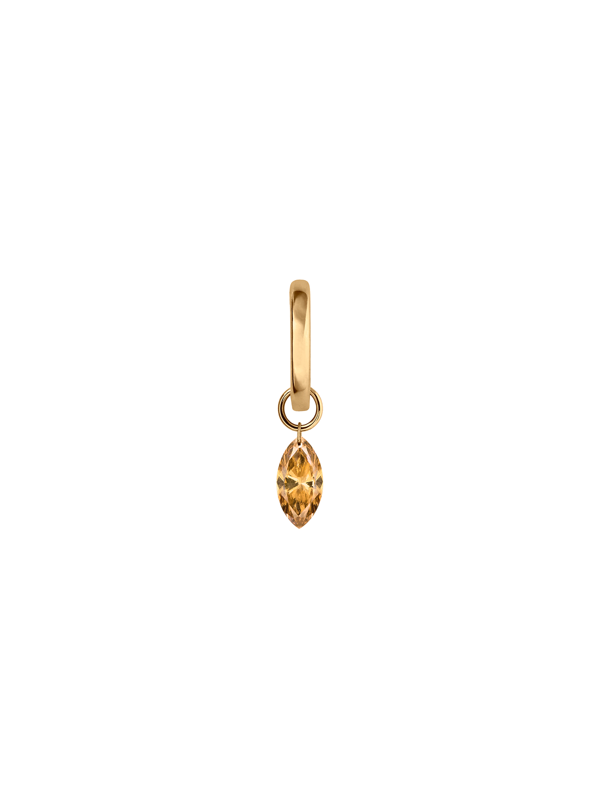 14K FLOATING MARQUISE HUGGIE EARRING IN CHAMPAGNE LAB DIAMOND, 14K YELLOW GOLD