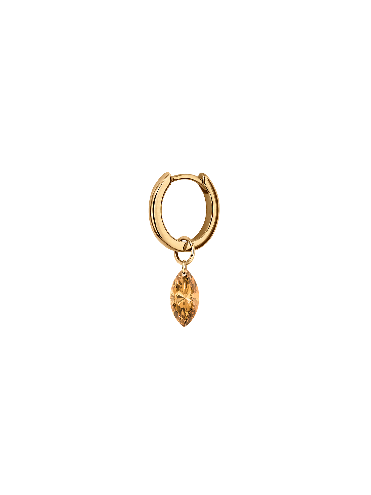 14K FLOATING MARQUISE HUGGIE EARRING IN CHAMPAGNE LAB DIAMOND, 14K YELLOW GOLD