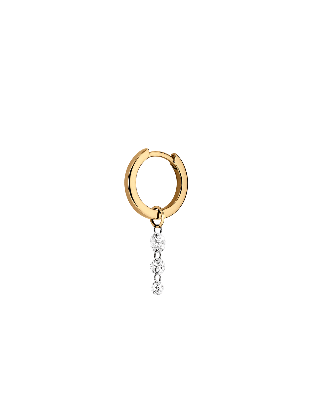 14K GRADUATED FLOATING HUGGIE EARRING IN LAB DIAMOND, 14K YELLOW GOLD
