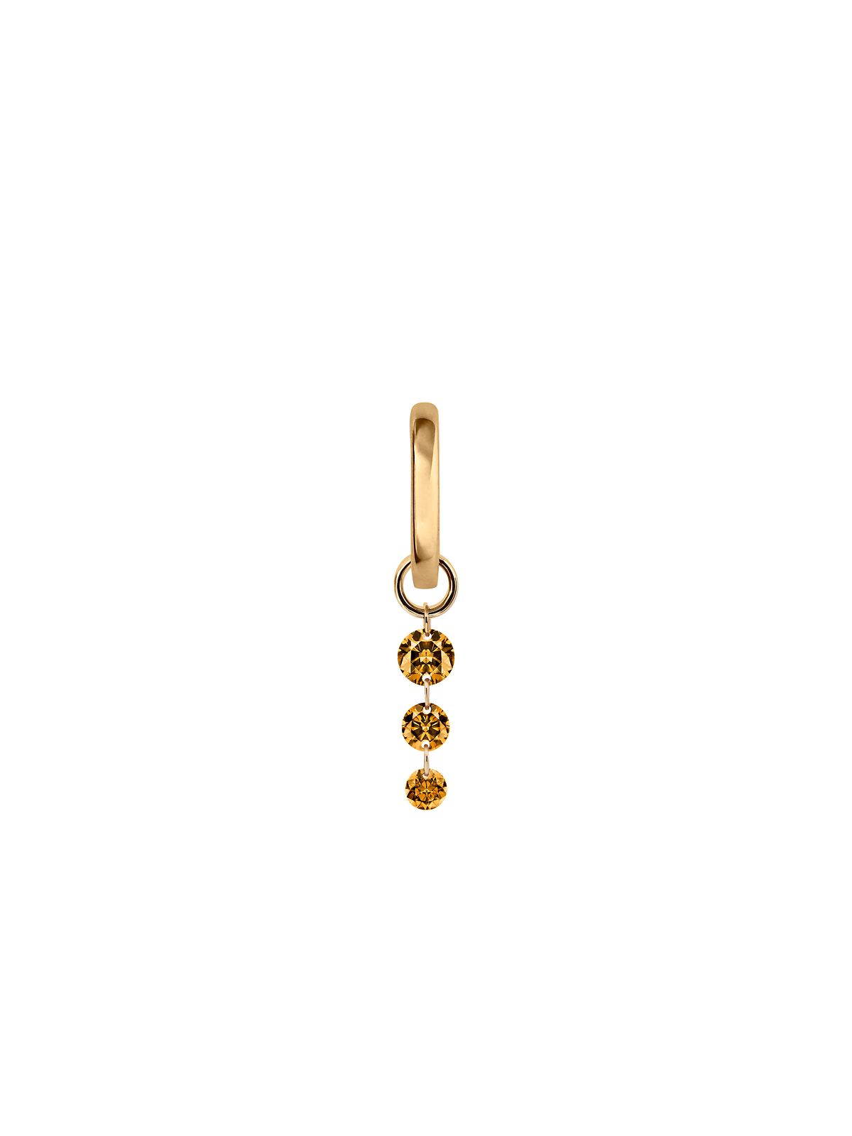 14K GRADUATED FLOATING HUGGIE EARRING IN AMBER LAB DIAMOND, 14K YELLOW GOLD