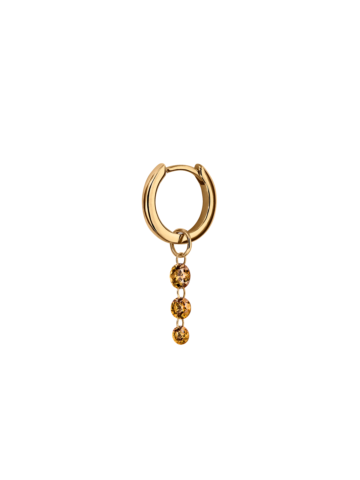 14K GRADUATED FLOATING HUGGIE EARRING IN AMBER LAB DIAMOND, 14K YELLOW GOLD