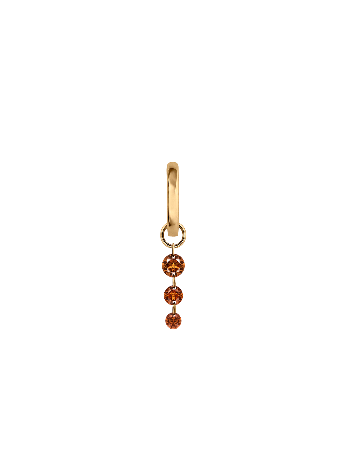 14K GRADUATED FLOATING HUGGIE EARRING IN COGNAC LAB DIAMOND, 14K YELLOW GOLD