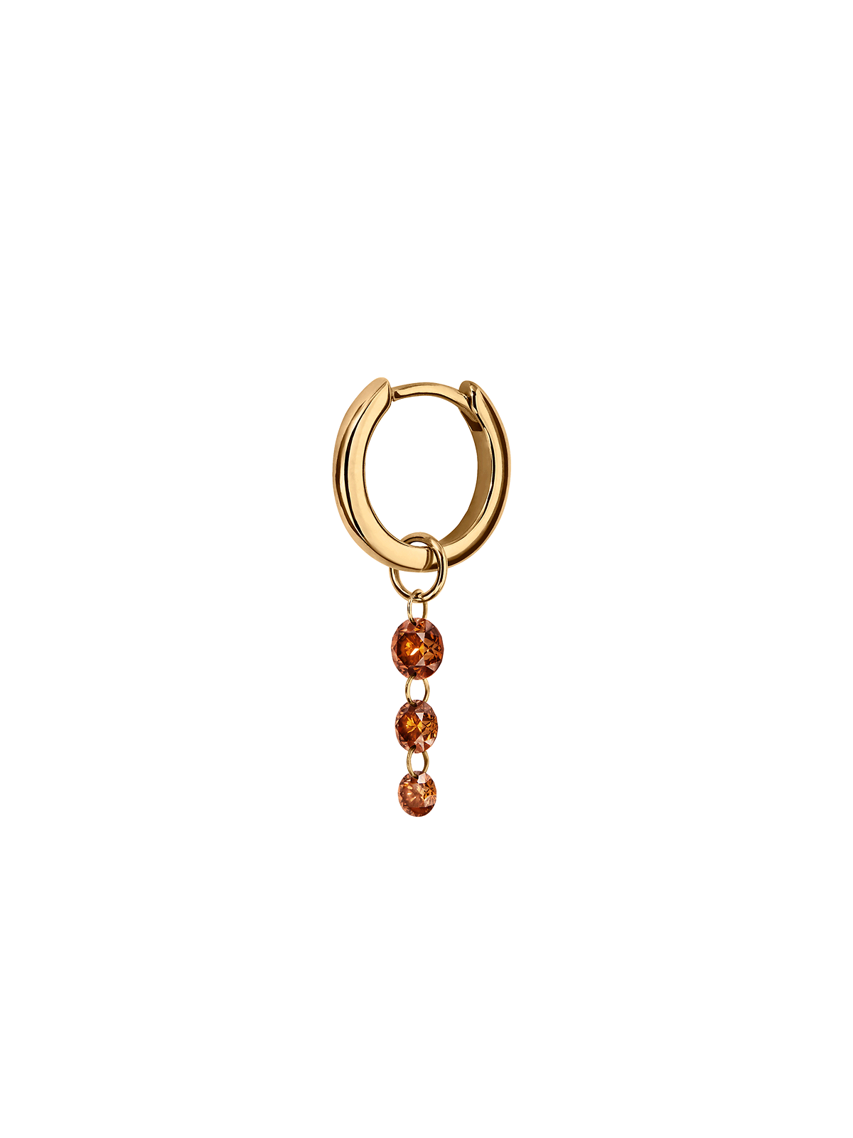 14K GRADUATED FLOATING HUGGIE EARRING IN COGNAC LAB DIAMOND, 14K YELLOW GOLD