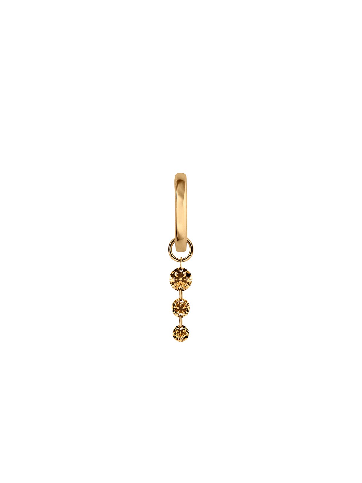 14K GRADUATED FLOATING HUGGIE EARRING IN CHAMPAGNE LAB DIAMOND, 14K YELLOW GOLD