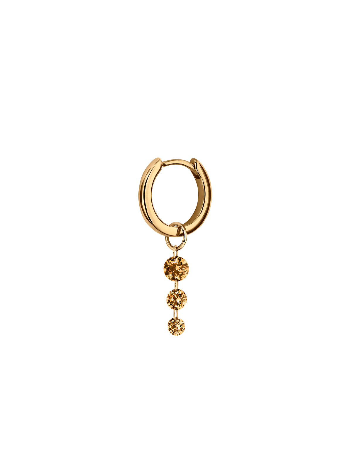 14K GRADUATED FLOATING HUGGIE EARRING IN CHAMPAGNE LAB DIAMOND, 14K YELLOW GOLD