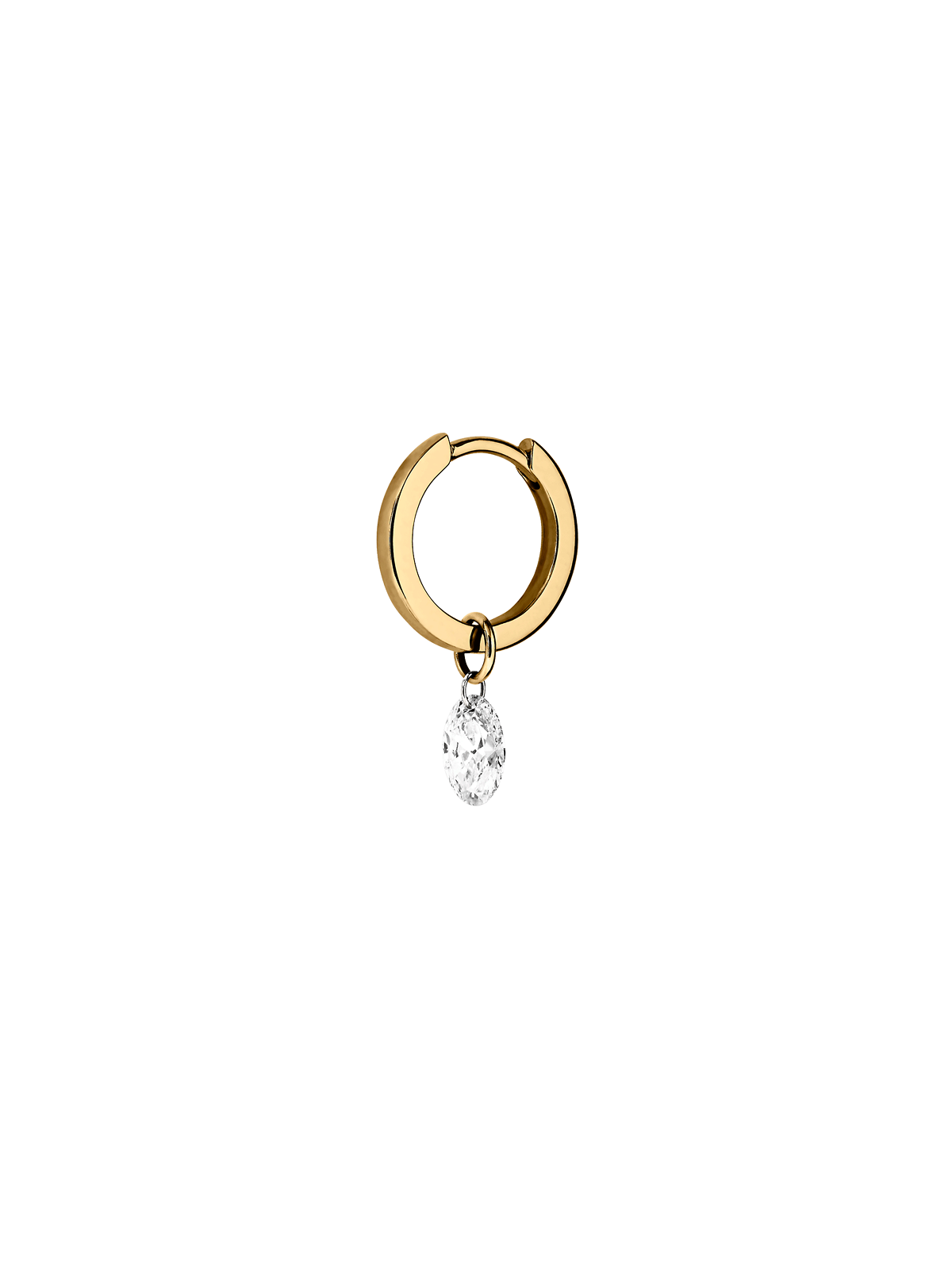 14K FLOATING OVAL HUGGIE EARRING IN LAB DIAMOND, 14K YELLOW GOLD