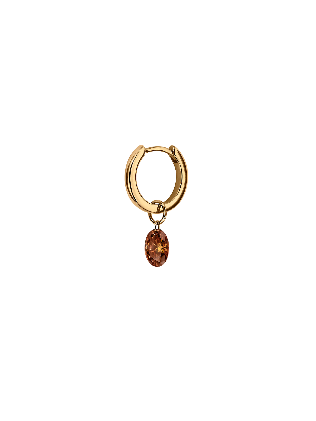14K FLOATING OVAL HUGGIE EARRING IN COGNAC LAB DIAMOND, 14K YELLOW GOLD