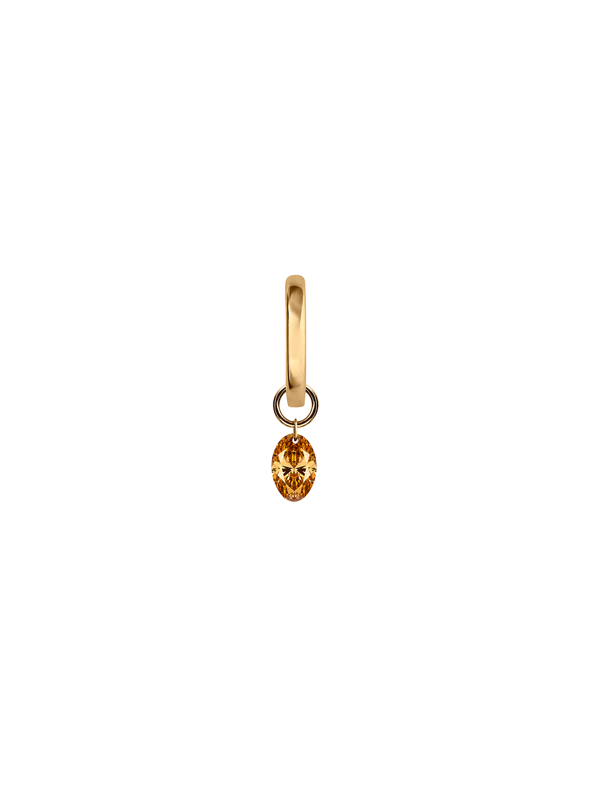 14K FLOATING OVAL HUGGIE EARRING IN AMBER LAB DIAMOND, 14K YELLOW GOLD