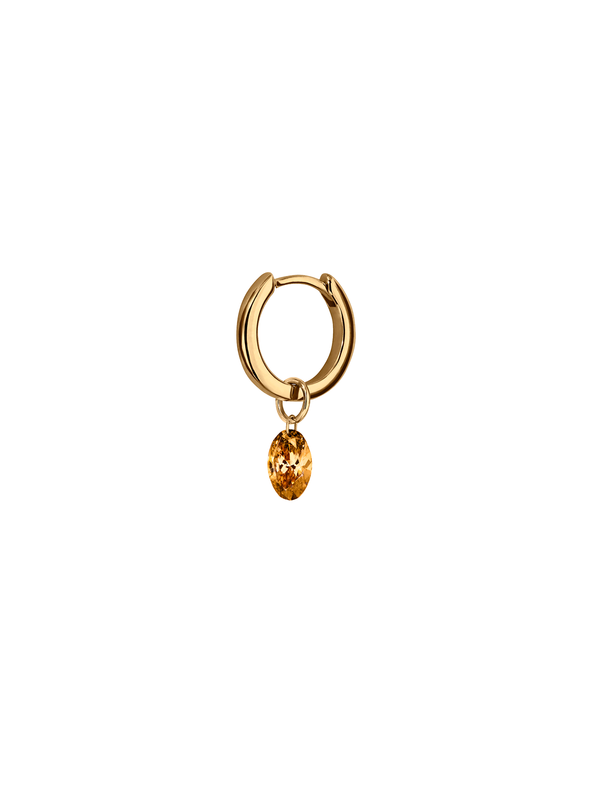 14K FLOATING OVAL HUGGIE EARRING IN AMBER LAB DIAMOND, 14K YELLOW GOLD