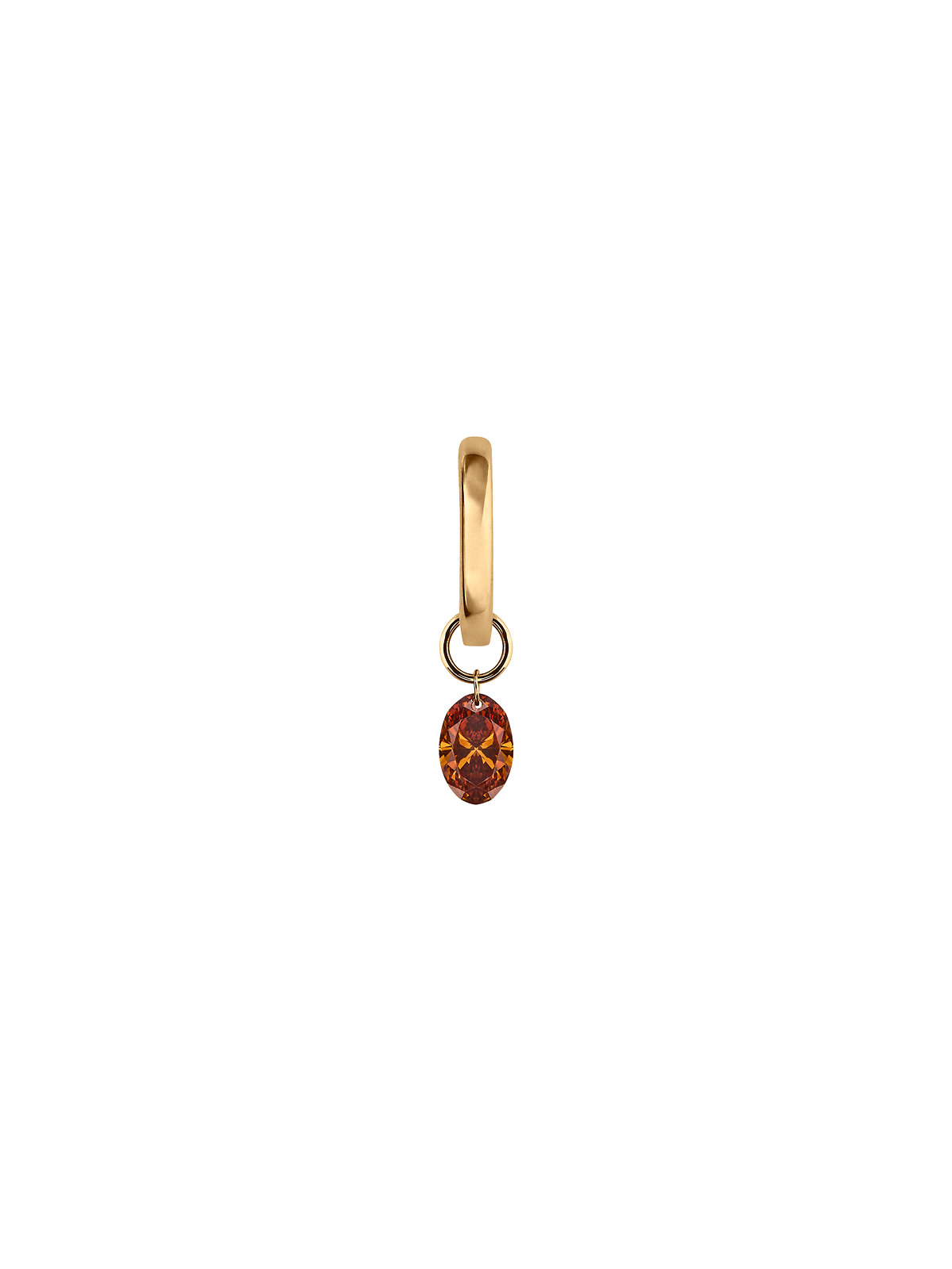 14K FLOATING OVAL HUGGIE EARRING IN COGNAC LAB DIAMOND, 14K YELLOW GOLD