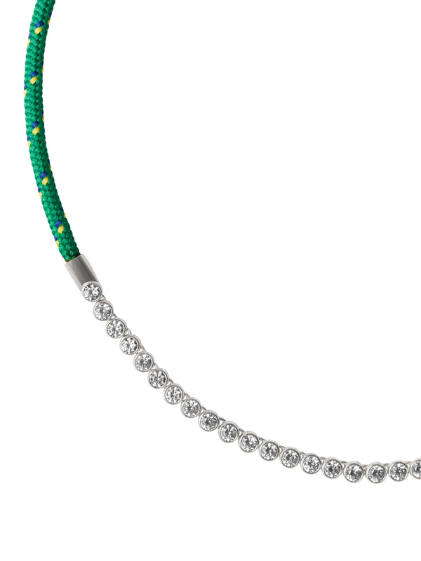 JAMES BEZEL VERT PARACORD NECKLACE, SILVER