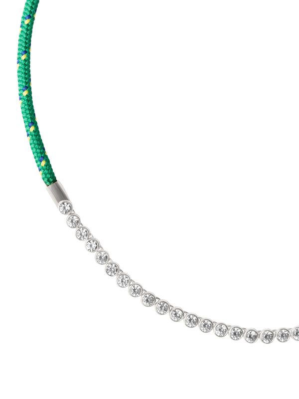 JAMES BEZEL VERT PARACORD NECKLACE, SILVER