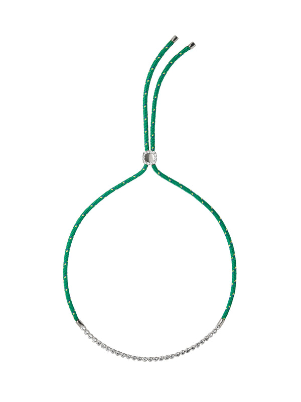 JAMES BEZEL VERT PARACORD NECKLACE, SILVER