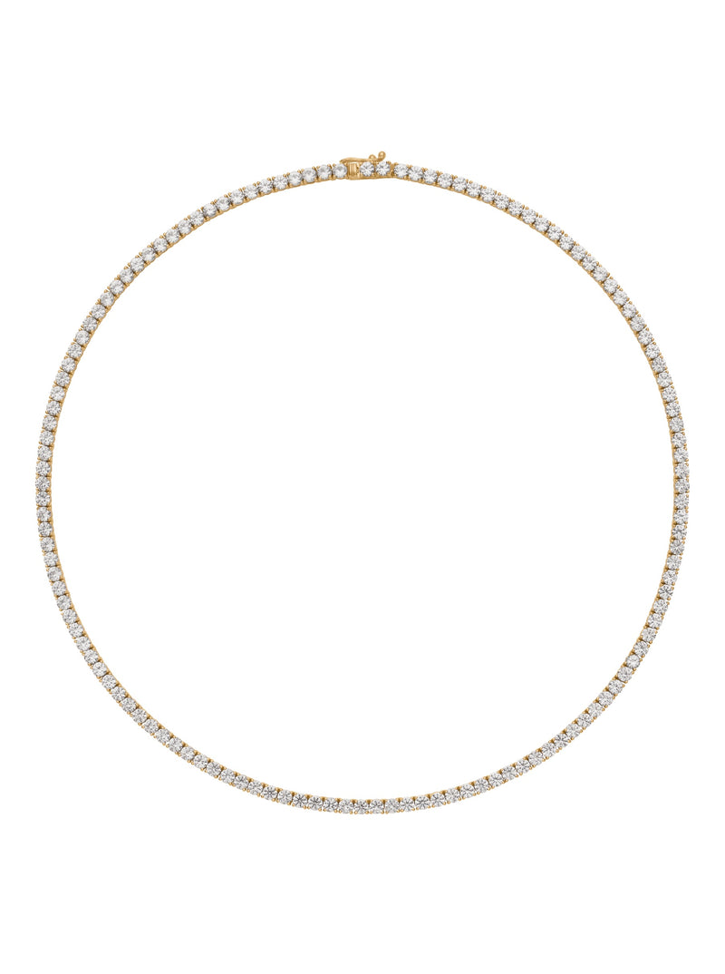 14K YELLOW GOLD MOSS ROUND CUT, 3MM 4-PRONG, LAB-GROWN DIAMOND RIVIÈRE NECKLACE