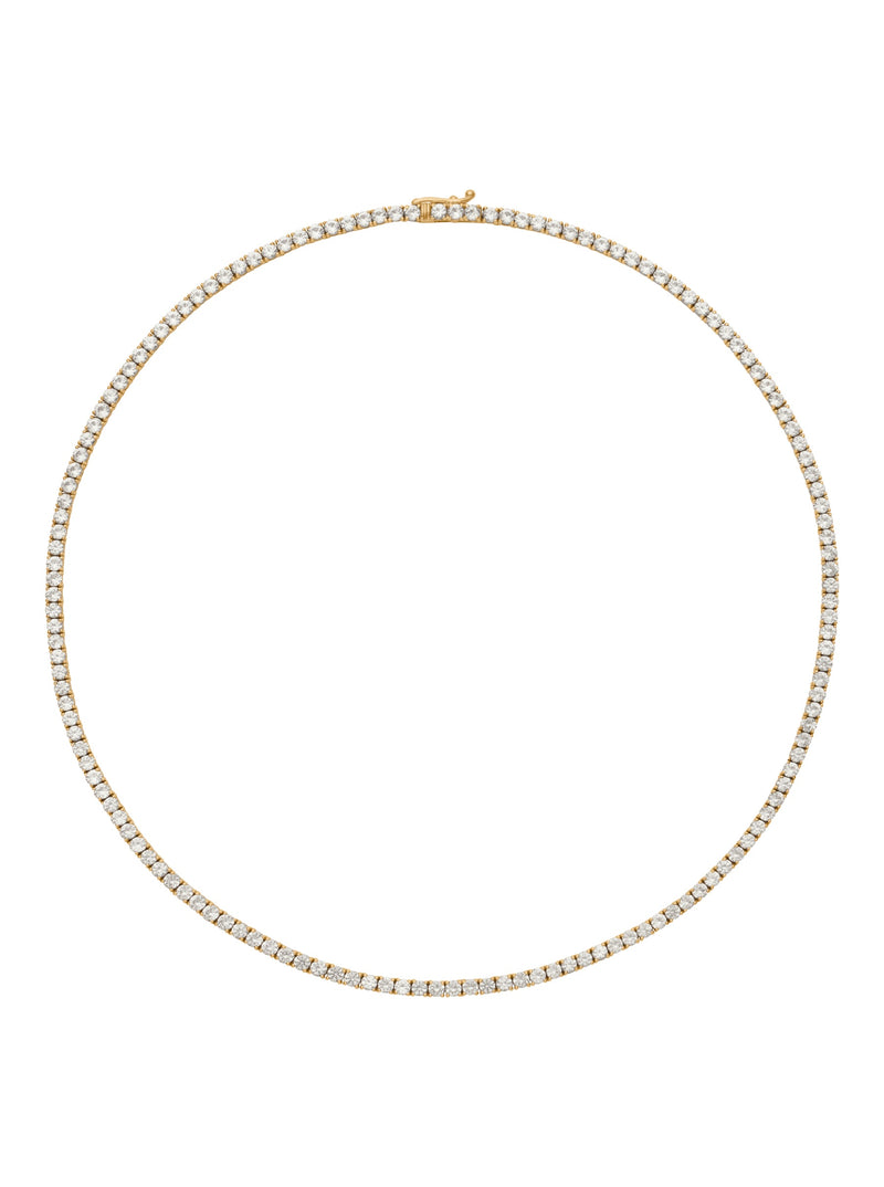 14K YELLOW GOLD MOSS ROUND CUT, 2.5MM 4-PRONG, LAB-GROWN DIAMOND RIVIÈRE NECKLACE