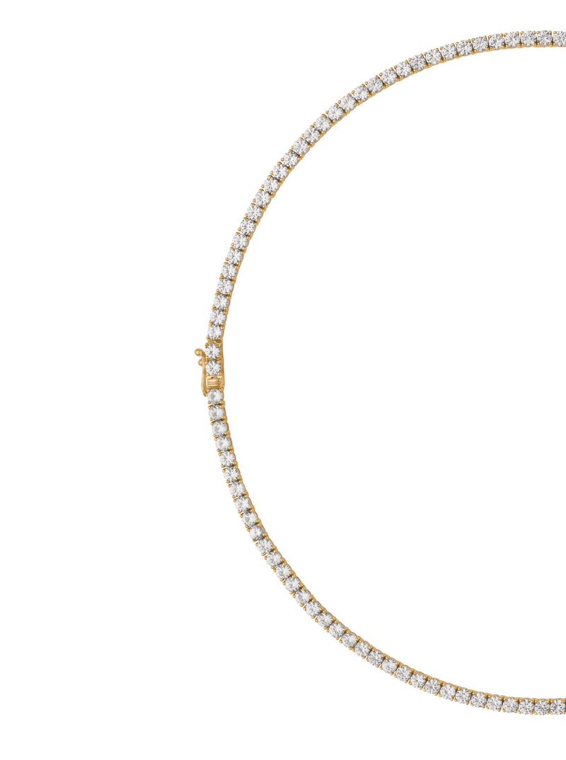 14K YELLOW GOLD MOSS ROUND CUT, 3MM 4-PRONG, LAB-GROWN DIAMOND RIVIÈRE NECKLACE