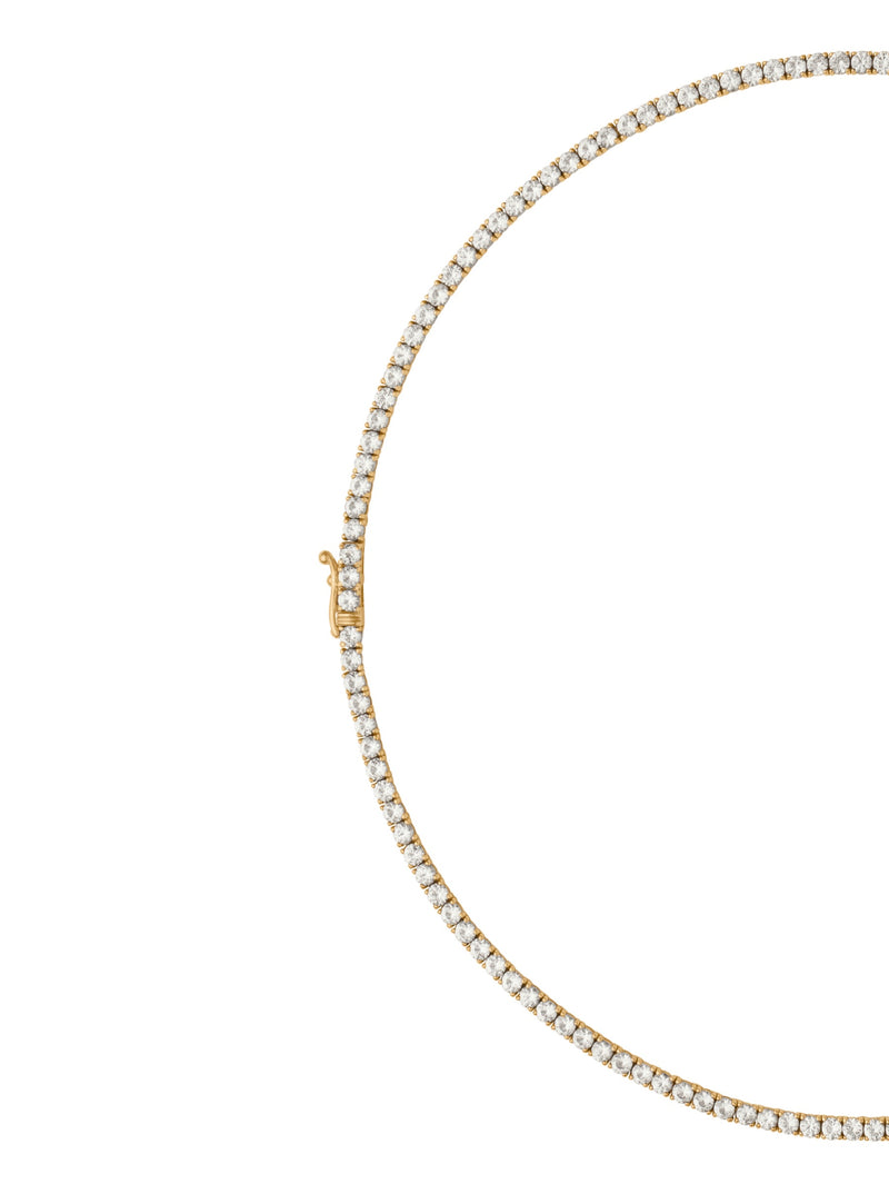 14K YELLOW GOLD MOSS ROUND CUT, 2.5MM 4-PRONG, LAB-GROWN DIAMOND RIVIÈRE NECKLACE