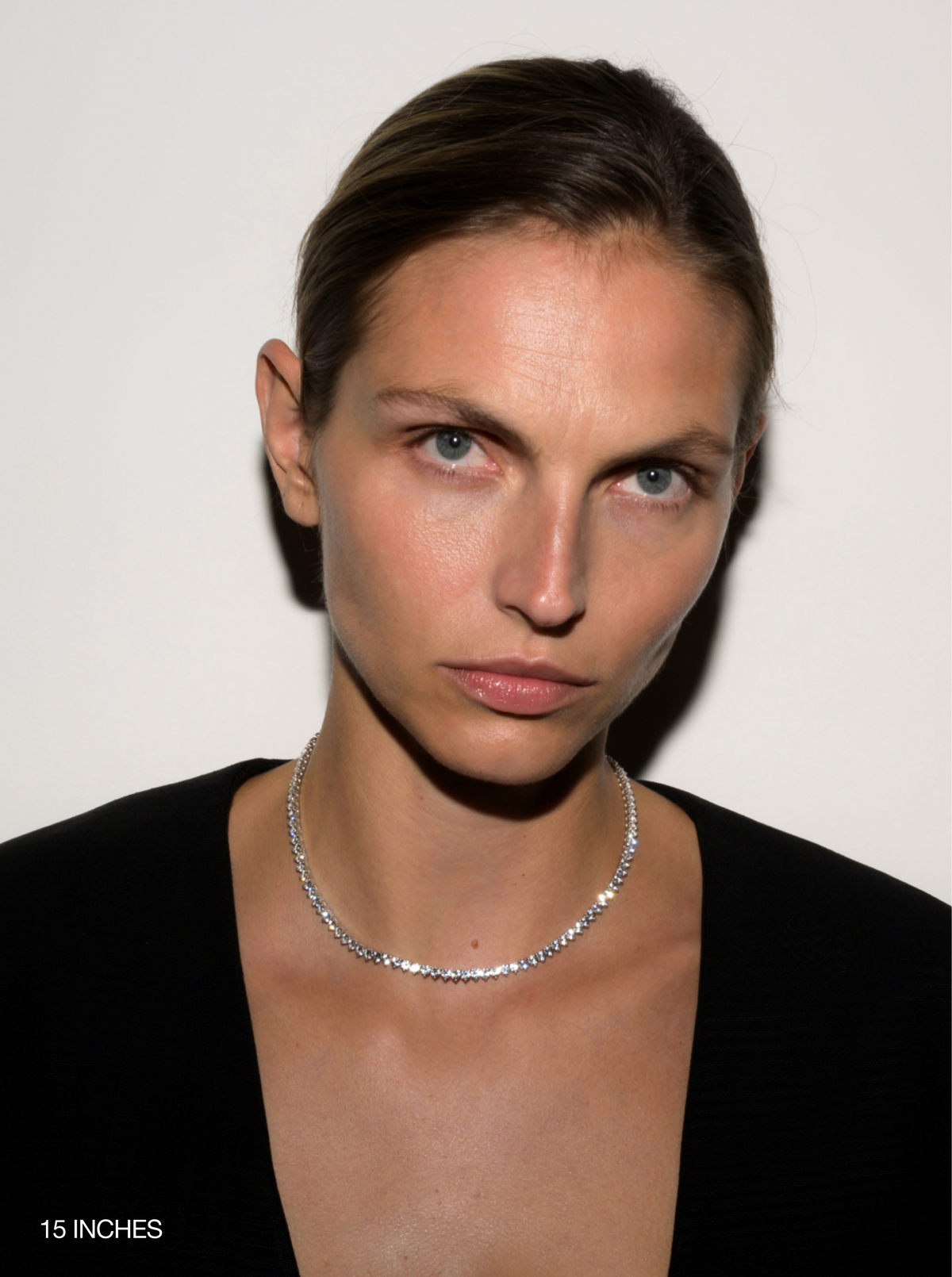 BENNINGTON 3-PRONG 3.5MM, LAB WHITE SAPPHIRE SILVER RIVIÈRE NECKLACE