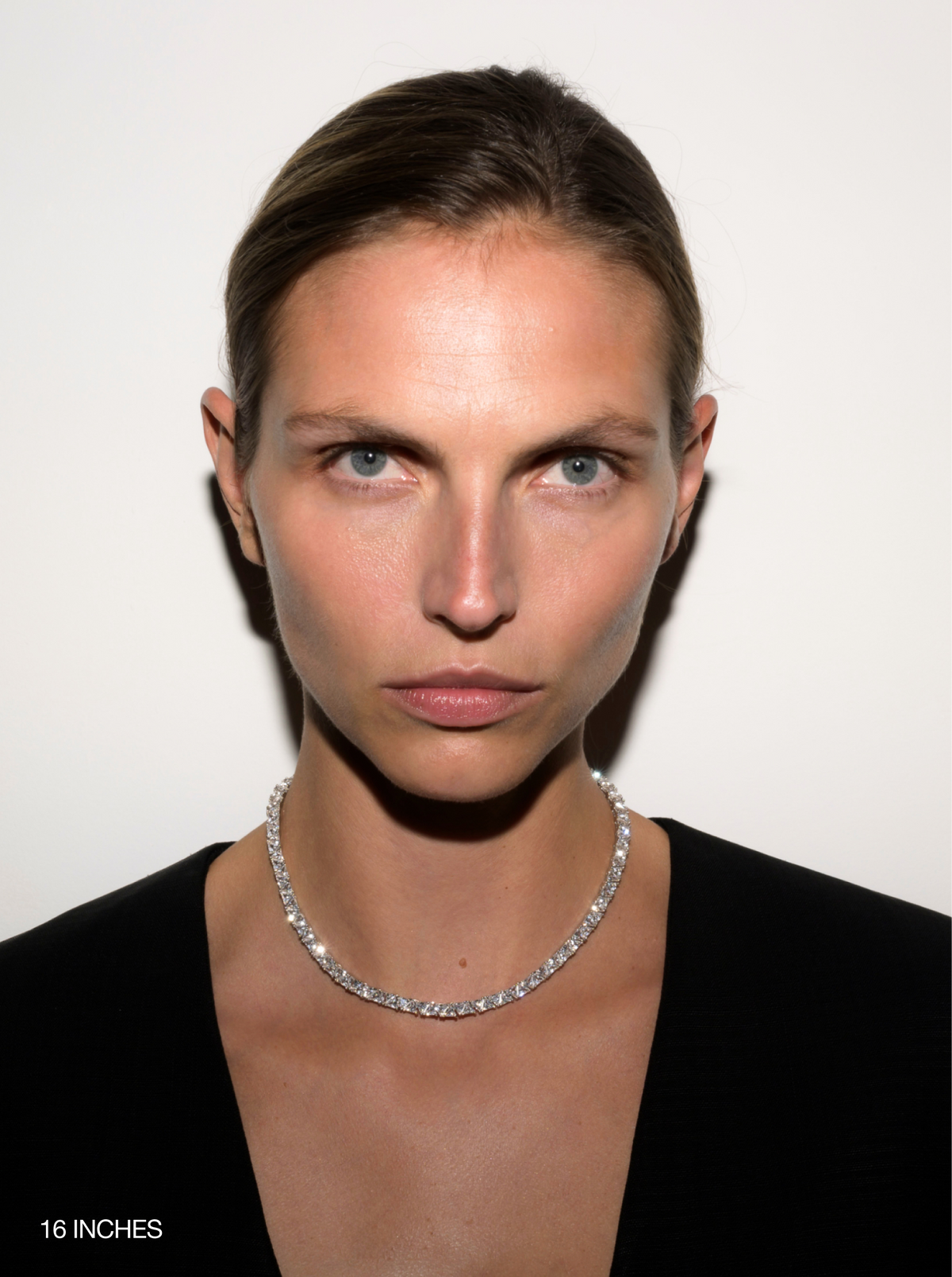 THEODORA DOUBLE TRILLION, LAB WHITE SAPPHIRE SILVER RIVIÈRE NECKLACE