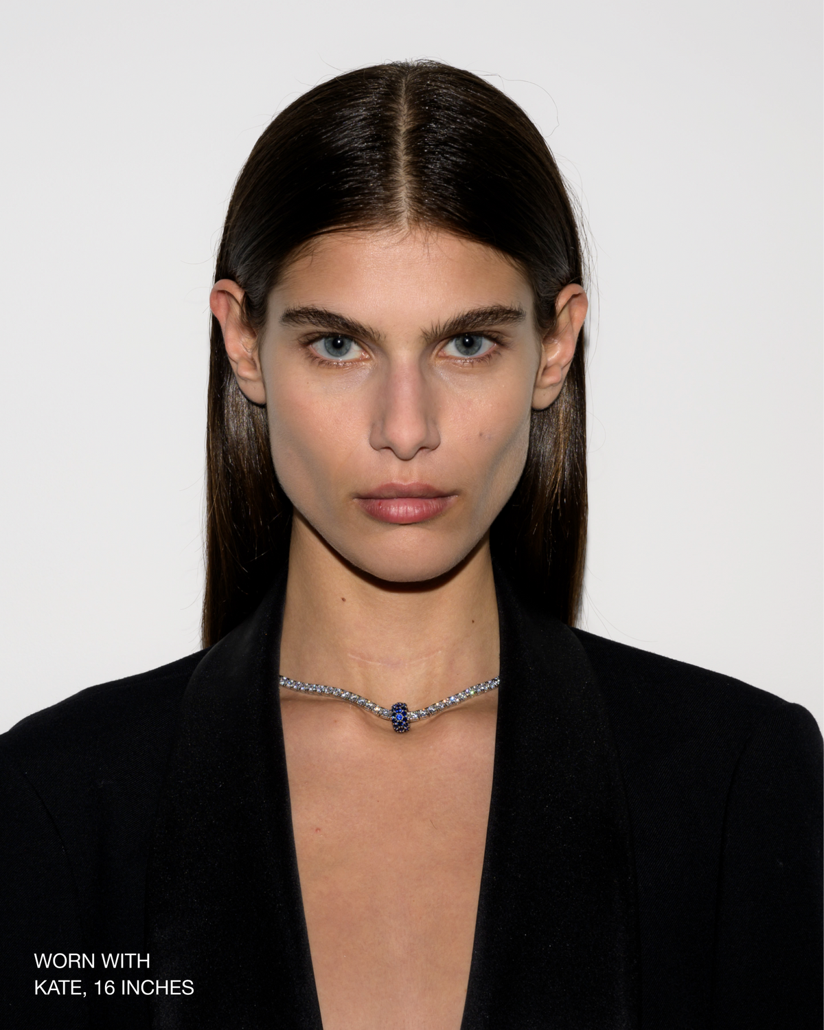 THREE-ROW ROW RIVIÈRE PENDANT, LAB BLUE SAPPHIRE, GOLD