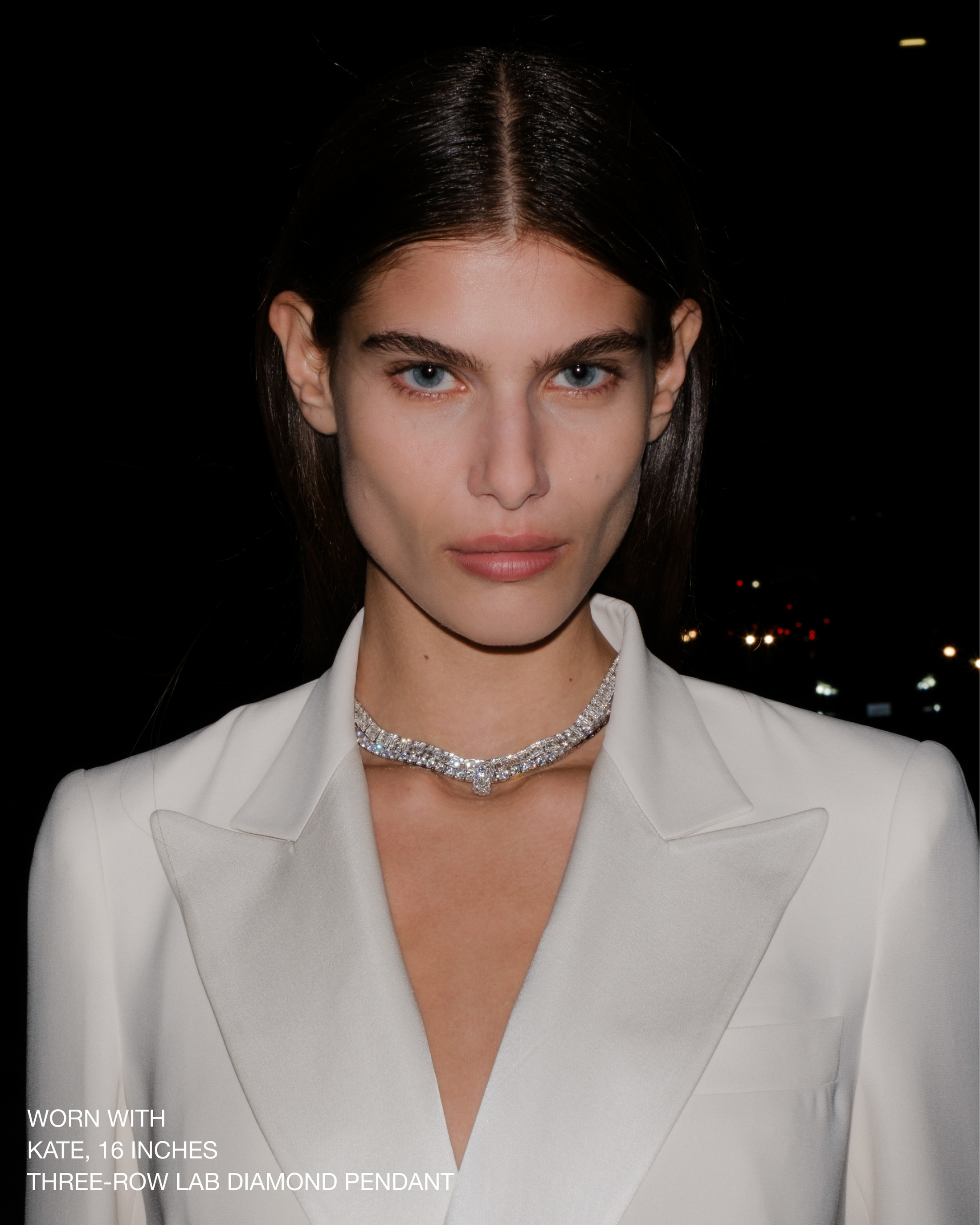 LILIA RIVIÈRE NECKLACE IN LAB WHITE SAPPHIRE, STERLING SILVER – Dorsey
